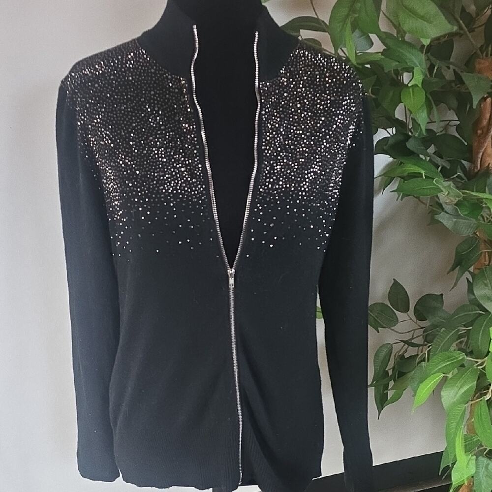 Lola Black Women's Sweater With Rhinstones - Picture 4 of 7